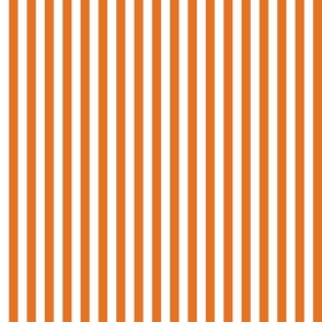 14 Carrot Orange and White- Vertical Stripes- Half Inch- Awning Stripes- Cabana Stripes- Petal Solids Coordinate- Pumpkin- Halloween- Bright Orange- Summer- Small