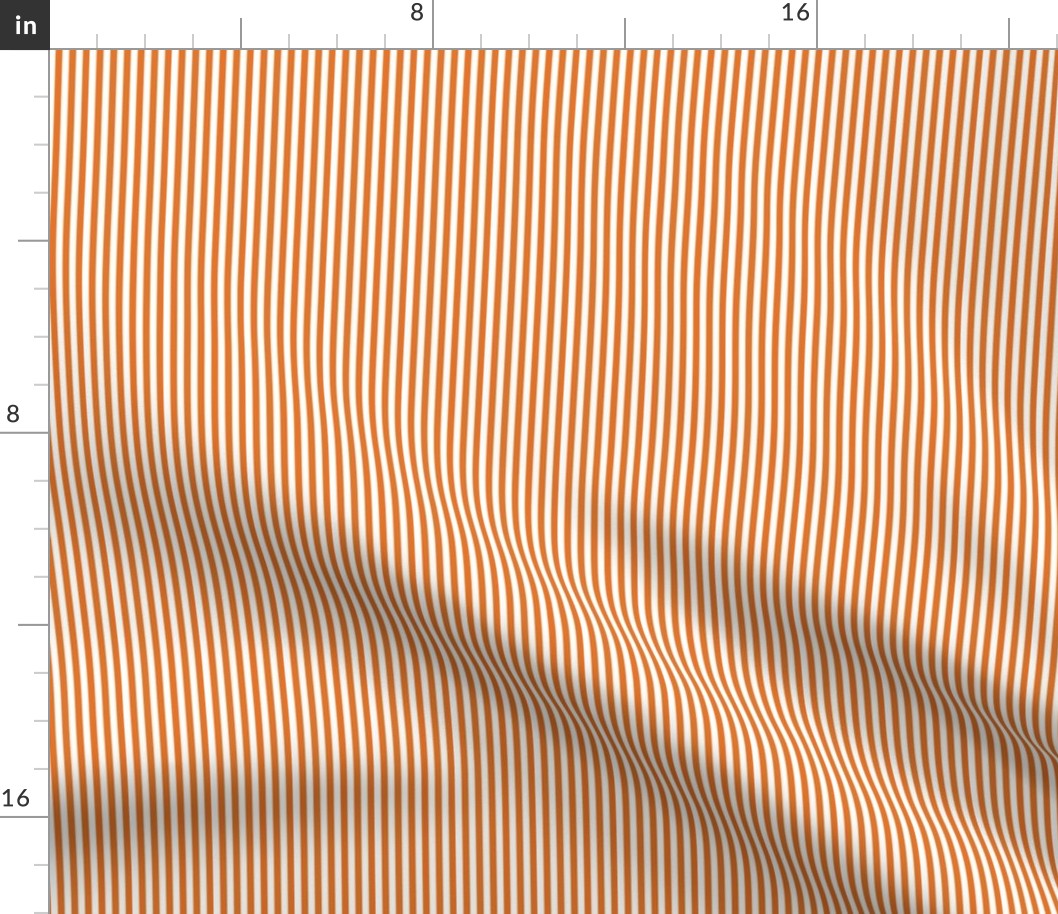 14 Carrot Orange and White- Vertical Stripes- 1/8 Inch- Awning Stripes- Cabana Stripes- Petal Solids Coordinate- Pumpkin- Halloween- Bright Orange- Summer- Mini