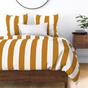 15 Desert Sun and White- Vertical Stripes- 4 Inches- Awning Stripes- Cabana Stripes- Petal Solids Coordinate- Mustard- Ocher- Gold- Extra Large