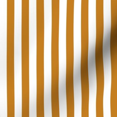 15 Desert Sun and White- Vertical Stripes- Half Inch- Awning Stripes- Cabana Stripes- Petal Solids Coordinate- Mustard- Ocher- Gold- Small