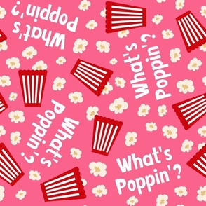 Large Scale What's Poppin'? Movie Night Popcorn on Pink