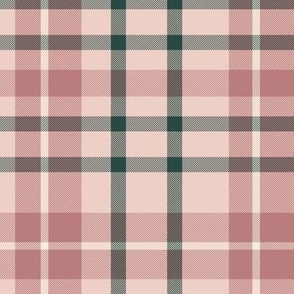 Modern Pink Tartan Plaid Green Accents