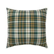 Modern Dark Green Plaid Tartan with Mustard Yellow Accent