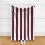 16 Wine and White- Vertical Stripes- 4 Inches- Awning Stripes- Cabana Stripes- Petal Solids Coordinate- Burgundy Red- Extra Large