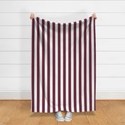 16 Wine and White- Vertical Stripes- 2 Inches- Awning Stripes- Cabana Stripes- Petal Solids Coordinate- Burgundy Red- Large