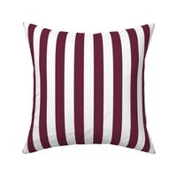 16 Wine and White- Vertical Stripes- 1 Inch- Awning Stripes- Cabana Stripes- Petal Solids Coordinate- Burgundy Red- Medium