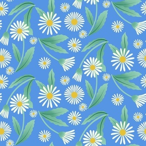 Spring Daisies on Soft Blue (9x9)