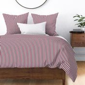 16 Wine and White- Vertical Stripes- Half Inch- Awning Stripes- Cabana Stripes- Petal Solids Coordinate- Burgundy Red- Small