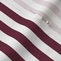 16 Wine and White- Vertical Stripes- Half Inch- Awning Stripes- Cabana Stripes- Petal Solids Coordinate- Burgundy Red- Small