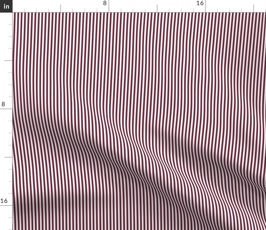 16 Wine and White- Vertical Stripes- 1/8 Inch- Awning Stripes- Cabana Stripes- Petal Solids Coordinate- Burgundy Red- Mini