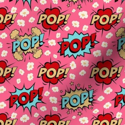 Medium Scale Movie Night Pop! Comic Bubbles Popcorn on Pink