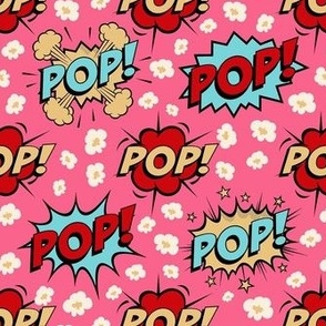 Medium Scale Movie Night Pop! Comic Bubbles Popcorn on Pink