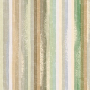 Medium scale Loose Geometric multicoloured rustic vertical stripe / light green colorway