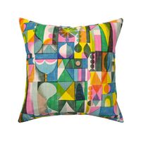 medium scale Loose Geometric multicoloured tessellated abstract shapes / riso brights colourway
