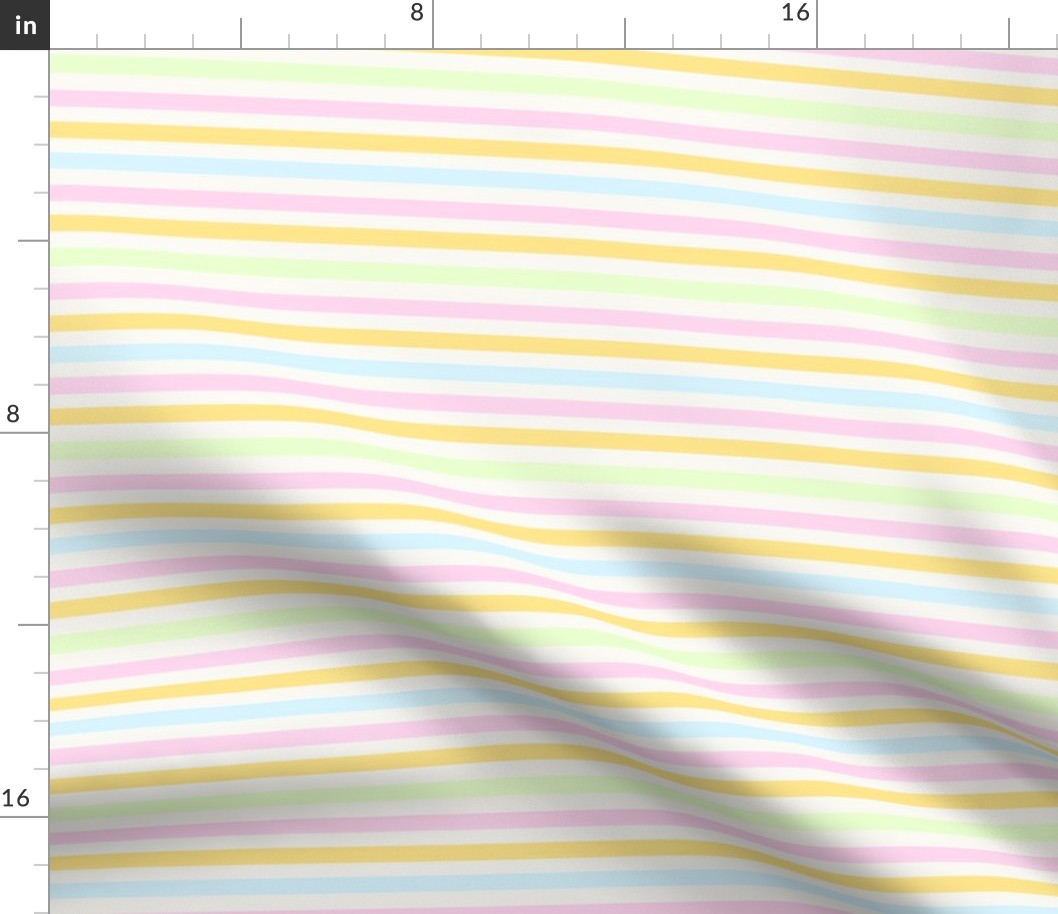 SMALL pastel spring easter stripes fabric - cute farmhouse coordinate horizontal