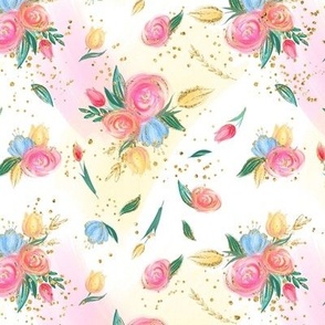 Floral Roses pink gold