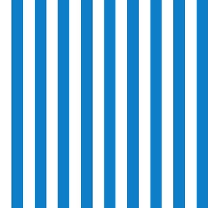 32 Bluebell Blue- Vertical Stripes- 1 Inch- Awning Stripes- Cabana Stripes- Petal Solids Coordinate- Bright Blue- Medium