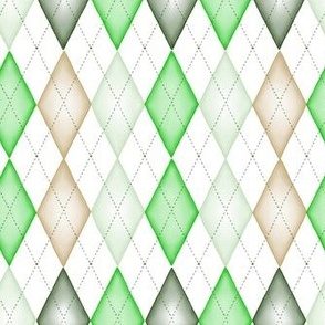 green argyle - white