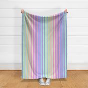 Trippy Vaporwave Gradient Stripes in Iridescent Rainbow Pastel (Large Scale)