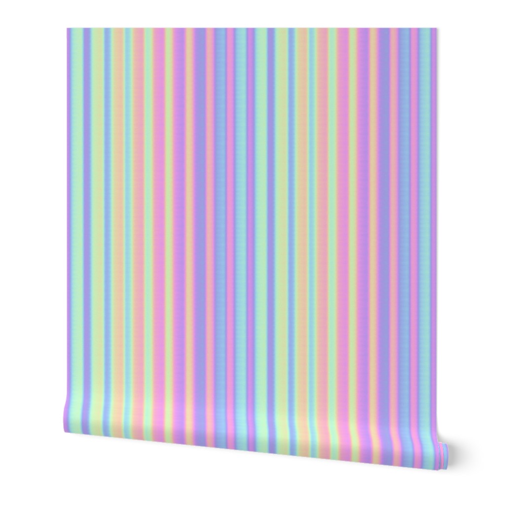 Trippy Vaporwave Gradient Stripes in Iridescent Rainbow Pastel (Medium Scale)