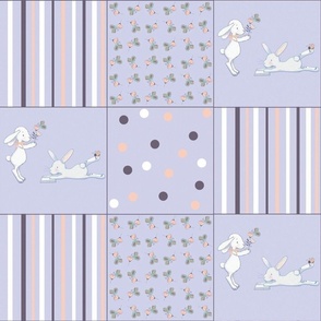 Bunnies purple, peach and white Cheater panel