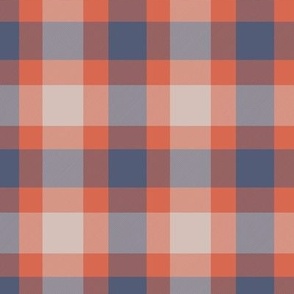 Dark Orange and Blue Tartan Plaid