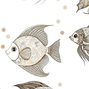 Fancy Fish in gold-tone, black and white