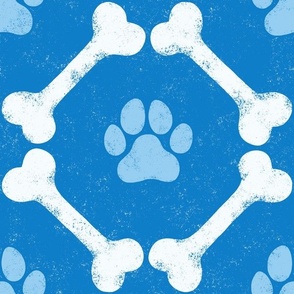 Dog Bones and Paw Prints - Bluebell Cornflower Blue by Angel Gerardo - Large Scale