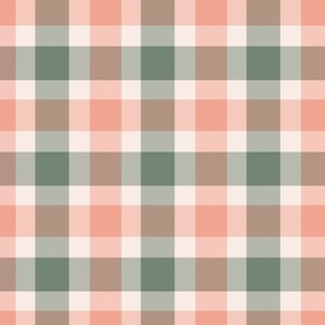 Tartan Plaid in  Light Sage Green and Coral Pink