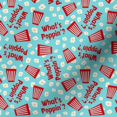 Small-Medium Scale What's Poppin? Movie Night Popcorn on Pool Blue