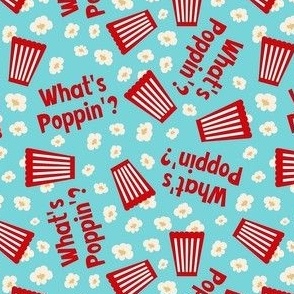 Small-Medium Scale What's Poppin? Movie Night Popcorn on Pool Blue