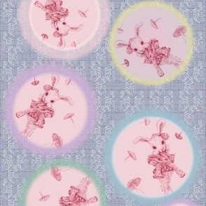 8x11-Inch Repeat of Dusty-Lilac Background of Dottie Rabbit Pastel Dreams