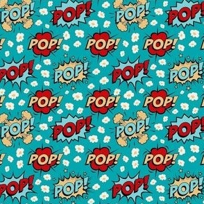 Small Scale Pop! Comic Bubbles Movie Night Popcorn on Turquoise