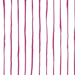 Hand Drawn Doodle Pinstripes, Bubble Gum Pink and White (Medium Scale)