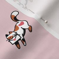 Calico cat love letter on pink 