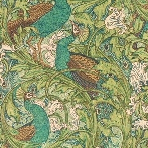 1889 Vintage "Peacock Garden" by Walter Crane - Original Colors