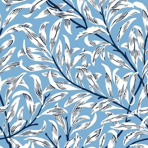 1887 William Morris "Willow Bough" - North Carolina colors - White and Navy Blue on Carolina Blue