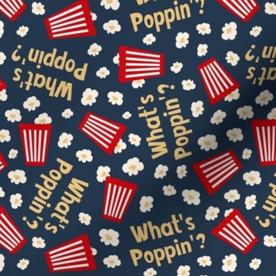 Medium Scale What's Poppin? Movie Night Popcorn on Navy