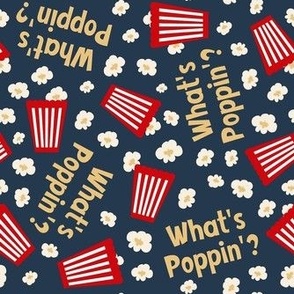 Medium Scale What's Poppin? Movie Night Popcorn on Navy