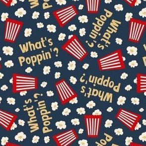 Small-Medium Scale What's Poppin? Movie Night Popcorn on Navy