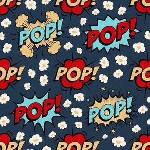 Medium Scale Pop! Comic Bubbles Movie Night Popcorn on Navy