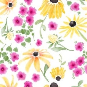 Pink and Yellow Watercolour Floral