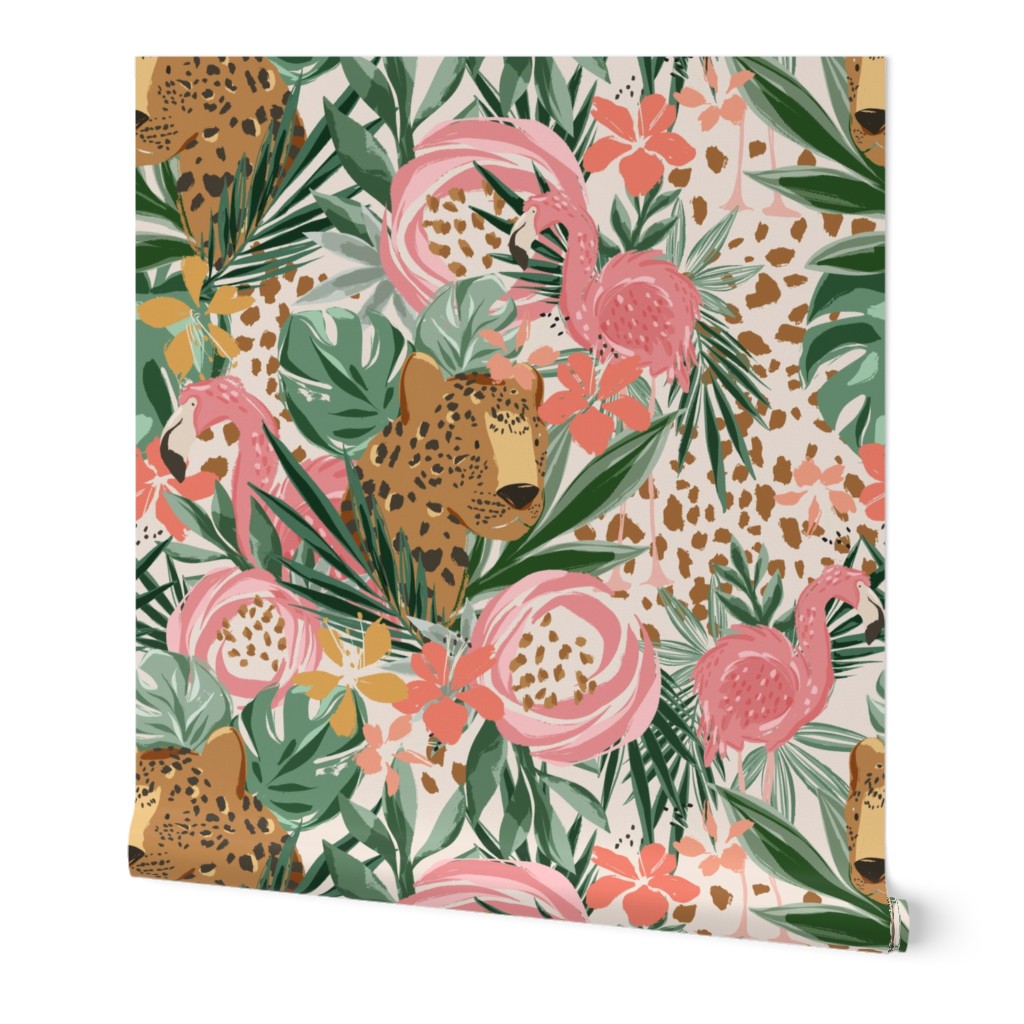 Jumbo Tropical Cheetah and Flamingo Floral  (24")