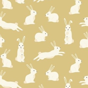 Cute Easter Bunny Rabbits on Bamboo
