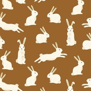 Cute Easter Bunny Rabbits on Brown