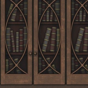 Old Books in Wooden Cabinet