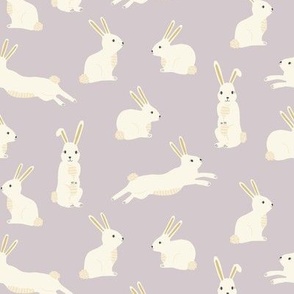Cute Easter Bunny Rabbits on Lavender