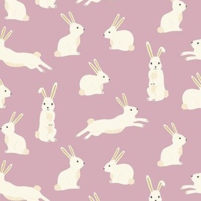 Cute Easter Bunny Rabbits on Lilac