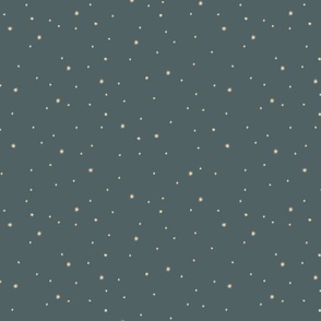 Realm of the cats night sky, ditsy stars coordinate - teal blue-grey (#506264) - large