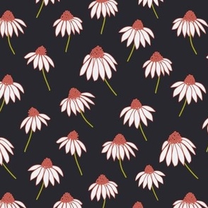 Small // Coneflowers: Echinacea Daisy Wildflowers - Midnight Black